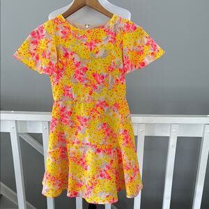 GB Girls Neon Floral Align Mini Dress - Size 12 - Excellent